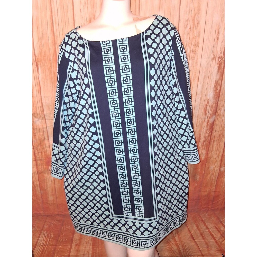 Charter Club Multicolor Geometric 3/4 Sleeve Tunic Blouse Sz 3X